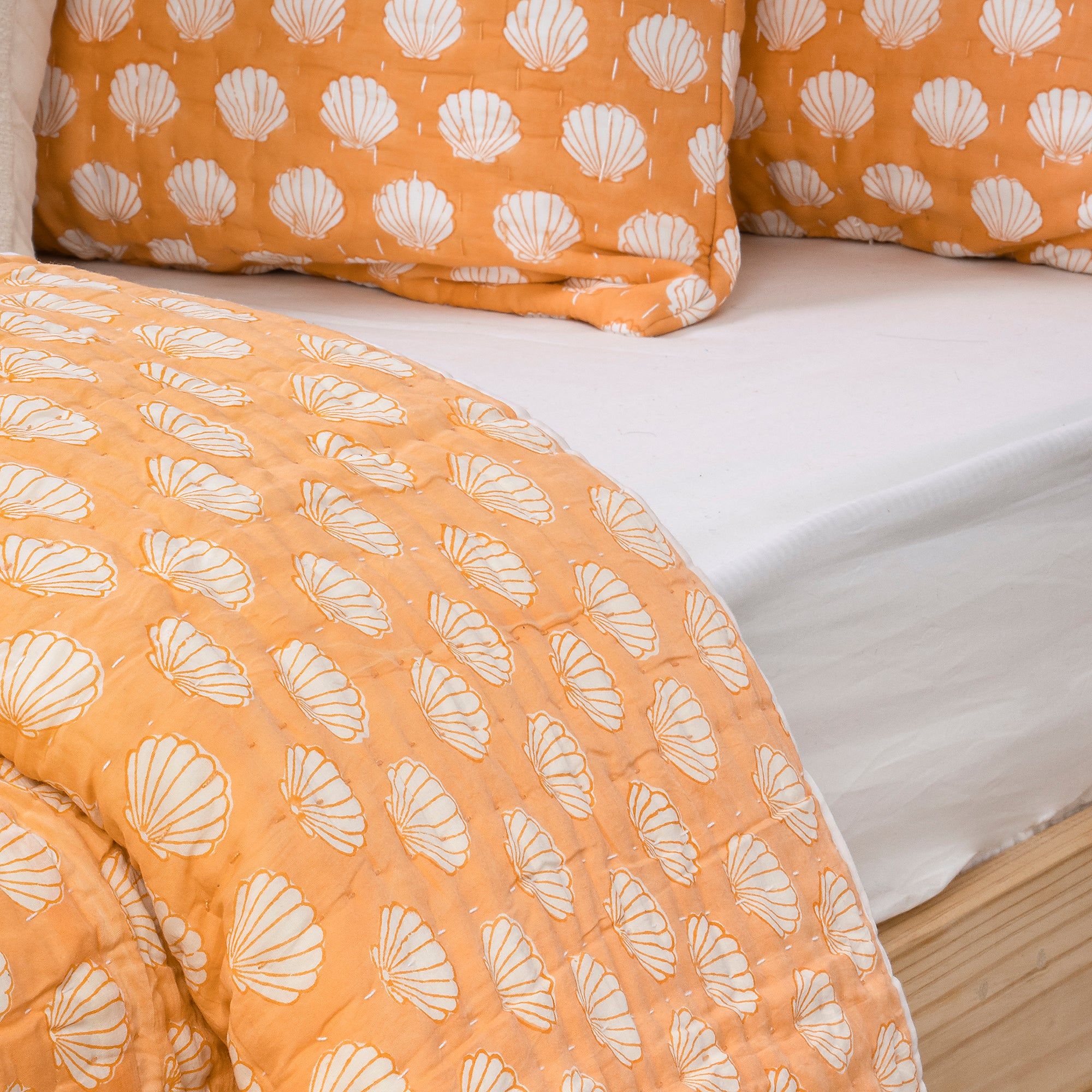 White Sea Cell Hand Block Printed Best Kantha Quilts
